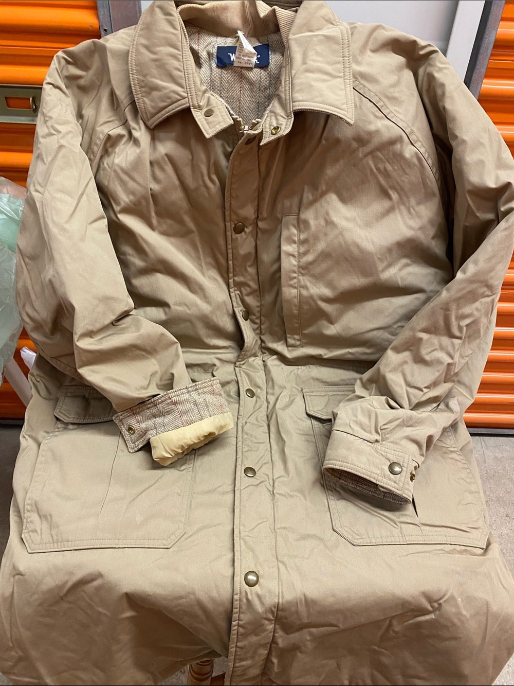 Woolrich men’s Tan wool insulated Trench Coat